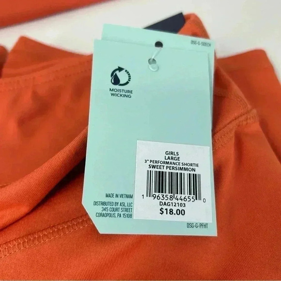 DSG 3” SHORTS PERFORMANCE SHORTIE SWEET PERSIMMON GIRLS SIZE L ATHLETIC ATHLETE - Picture 2 of 14